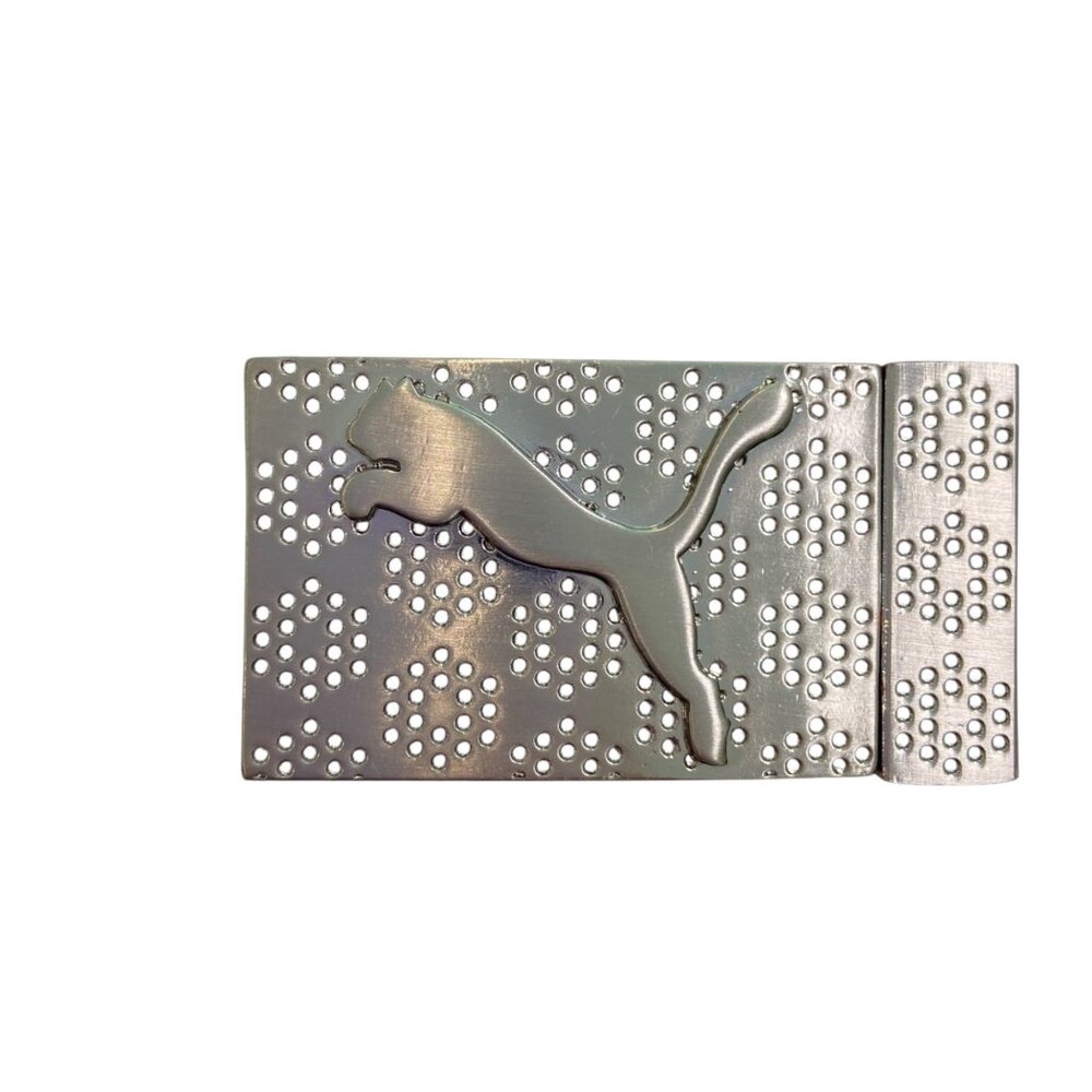 Puma Silver Metal Belt Buckle With Logo Design versatile athletic casual wear